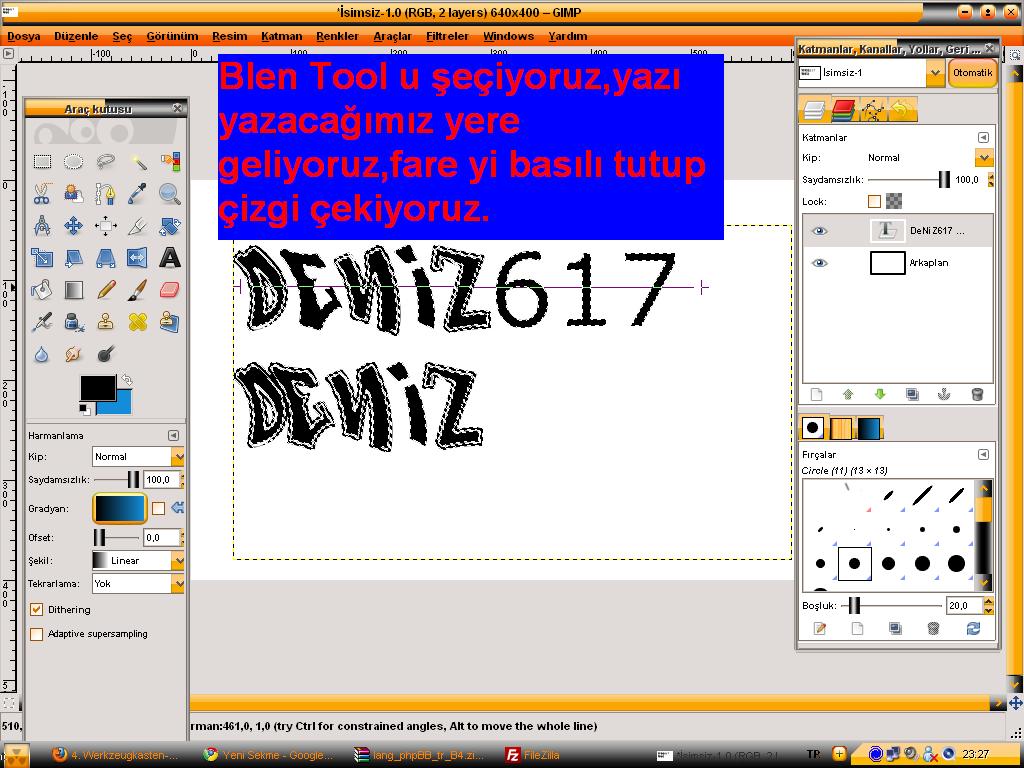 GİMP DERSİ-Blend Tool-YAZI EFEKTİ 510