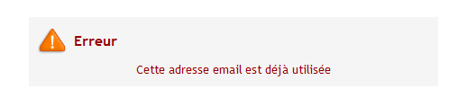 RESOLU message d'erreur: "Cette adresse email est déjà utilisée" lors de la création d'une redirection! 12-01-12