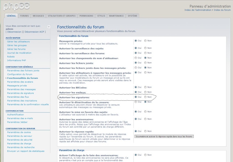 Signatures dans les massages. Phpbb10