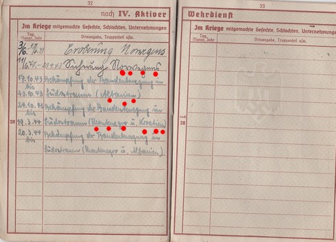 Wehrpass/Diplômes Stabsgefreiter B. BORGHOLD 1./NA 222 NORVEGE BALKANS 1943-49 3e10