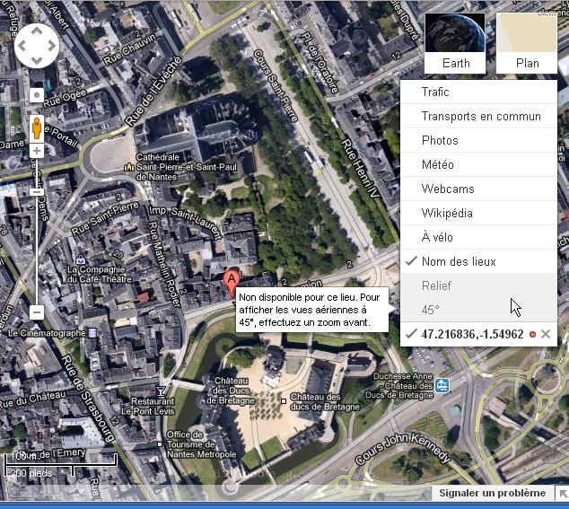 Google Maps : des villes en VERITABLE 3D (45°) Nantes12