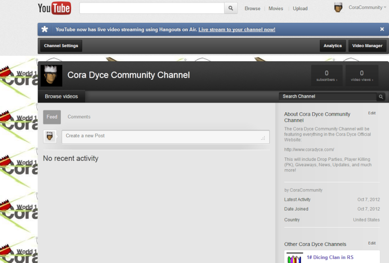 Adding a Cora Community Youtube Channel Untitl11