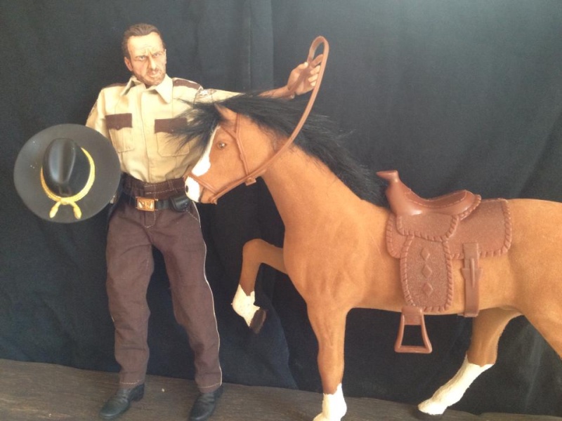 the walking dead custom nuovo rick scala 1:6 compresa di cavallo e accessori 10442510