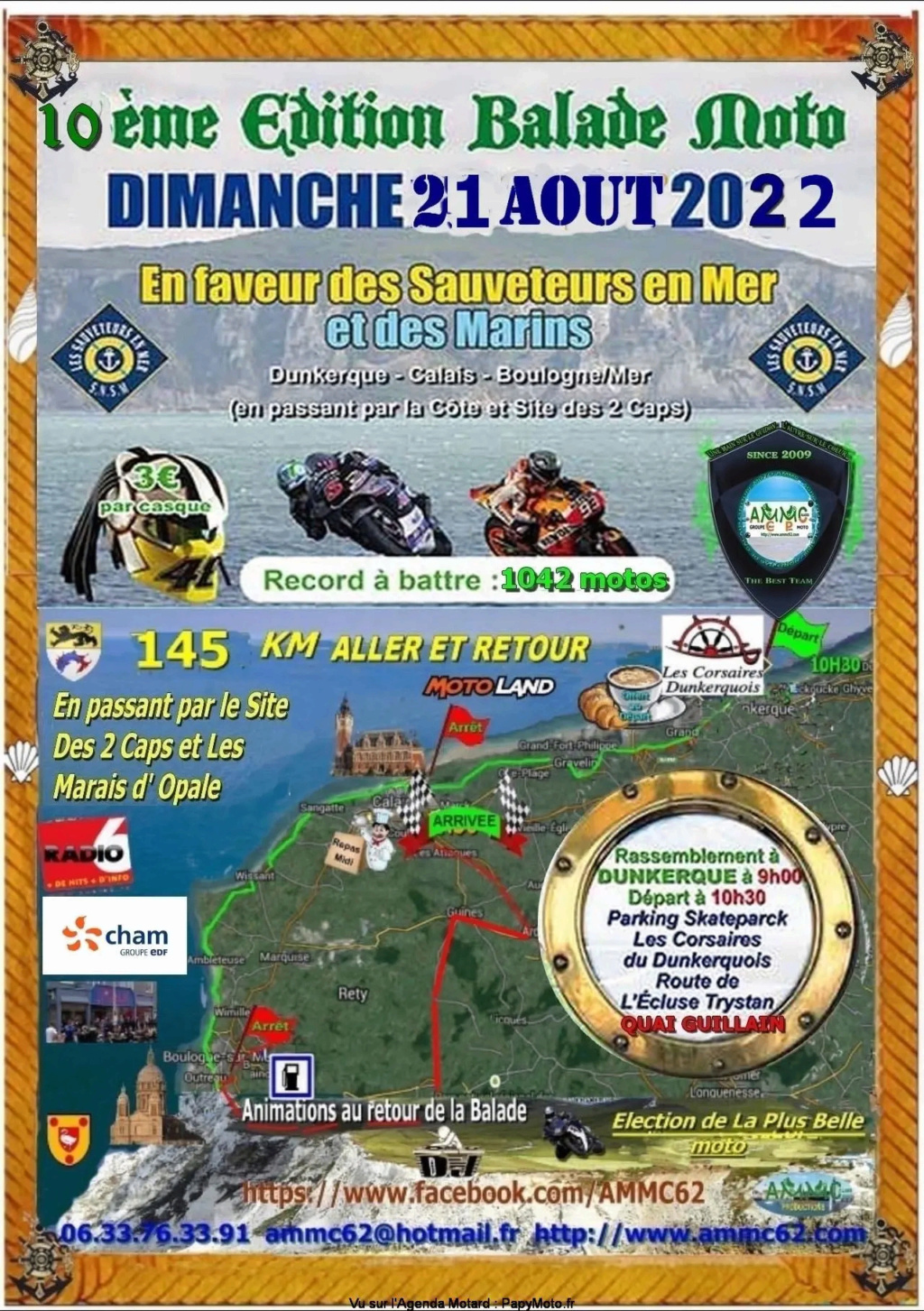 MANIFESTATION - Balade Moto - Dimanche 21 Août 2022 - Dunkerque -  10e-ed10