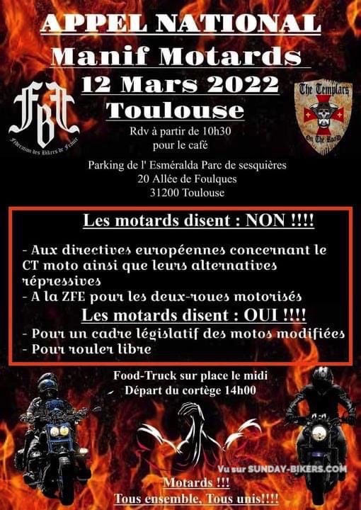 MANIFESTATION - Manif Motards - 12 Mars  2022 - Toulouse (31200) 16399911