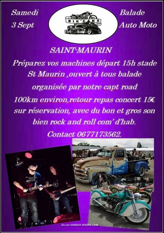 MANIFESTATION - Balade Auto & Moto - Samedi 3 Septembre 2022 - Saint Maurin  16561010