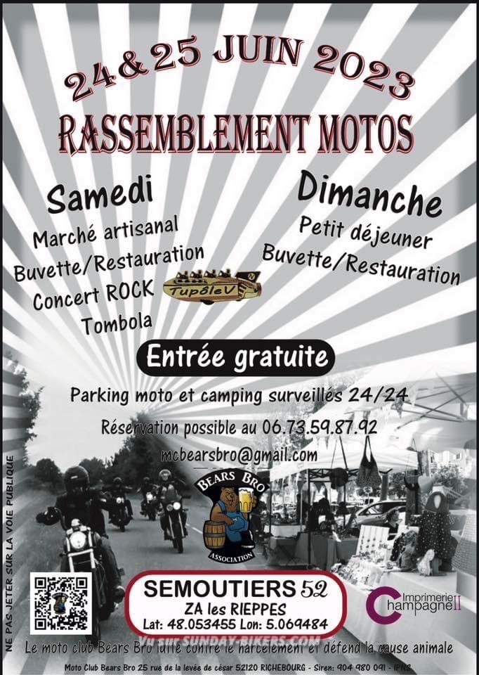 MANIFESTATION - Rassemblement Motos - 24 & 25 Juin 2023 - Semoutiers (52) 16744610