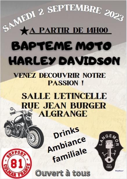 MANIFESTATION - Baptême Moto Harley Davidson - Samedi 2 Septembre 2023 - Algrange -  16918510