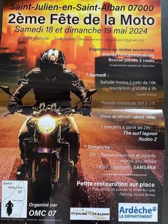 MANIFESTATION - 2ème Fête de la Moto - 18 & 19 Mai 2024 - St Julien - en - St Alban (07000) 17087911