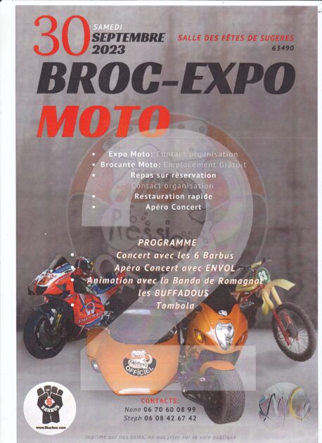 MANIFESTATION  - Broc - expo Moto - 30 Septembre 2023 - SUGERES ( 63490) 18078310