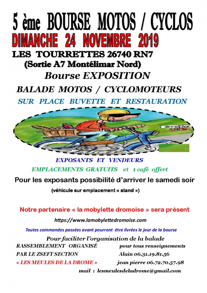 MANIFESTATION - 5ème Bourse Motos / Cyclos - Dimanche 24 Novembre 2019 - Les Tourrettes ( Drôme 26 ) 19110111