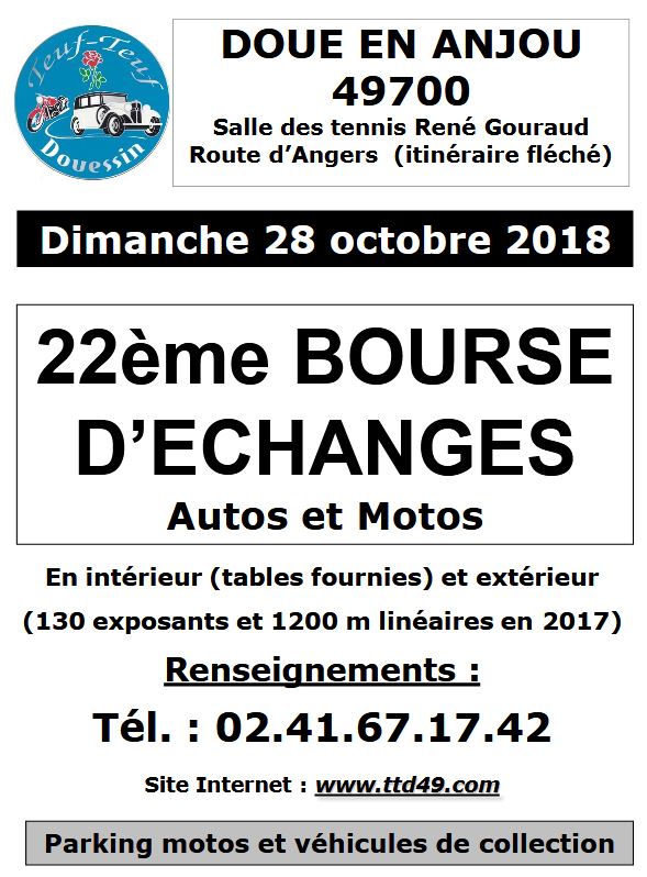 Bourse - Dimanche 28 octobre 2018 - Doue En Anjou ( 49700 ) 2018bo24