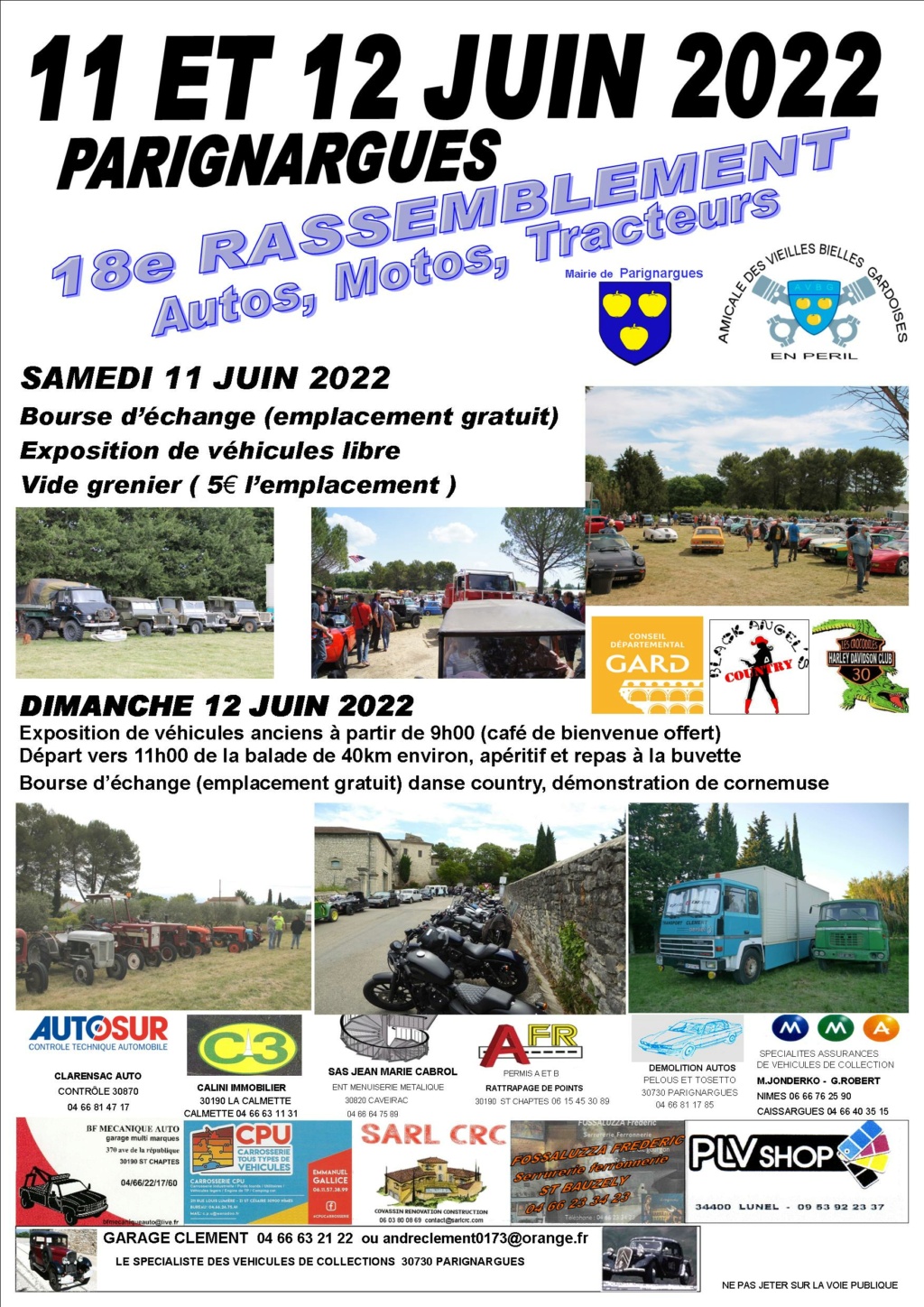 MANIFESTATION - 18 ème Rassemblement Autos Motos Tracteurs - 11 & 12 Juin 2022 - Parignargues 2022af11