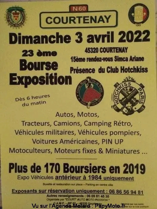 MANIFESTATION - Bourse  Exposition  - Dimanche 3 Avril 2022 - Courtenay (45320) 23e-bo15
