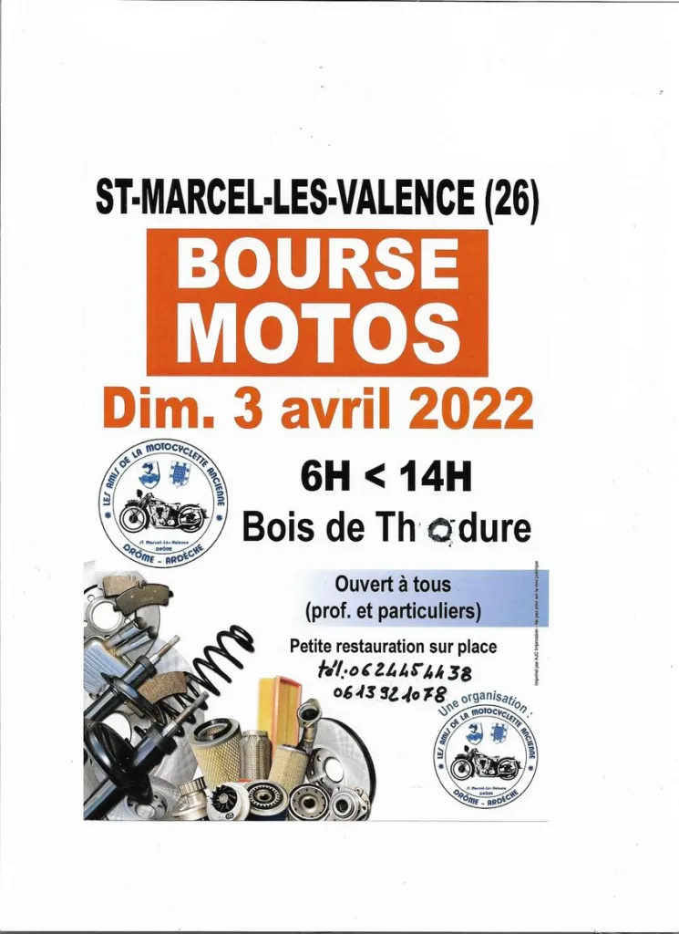 MANIFESTATION - Bourse Motos - Dimanche 3 Avril 2022 - St Marcel-Les-Valence (26) 26960810