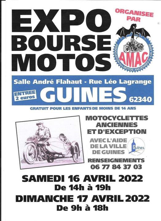 MANIFESTATION - Expo  Bourse Motos - 16 & 17 Avril 2022 - Guines (62340) 27599810