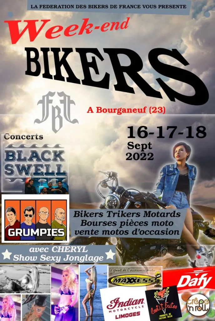 MANIFESTATION - Week-End Bikers - 16/17/18 Septembre 2022 - Bourganeuf (23) 28867210