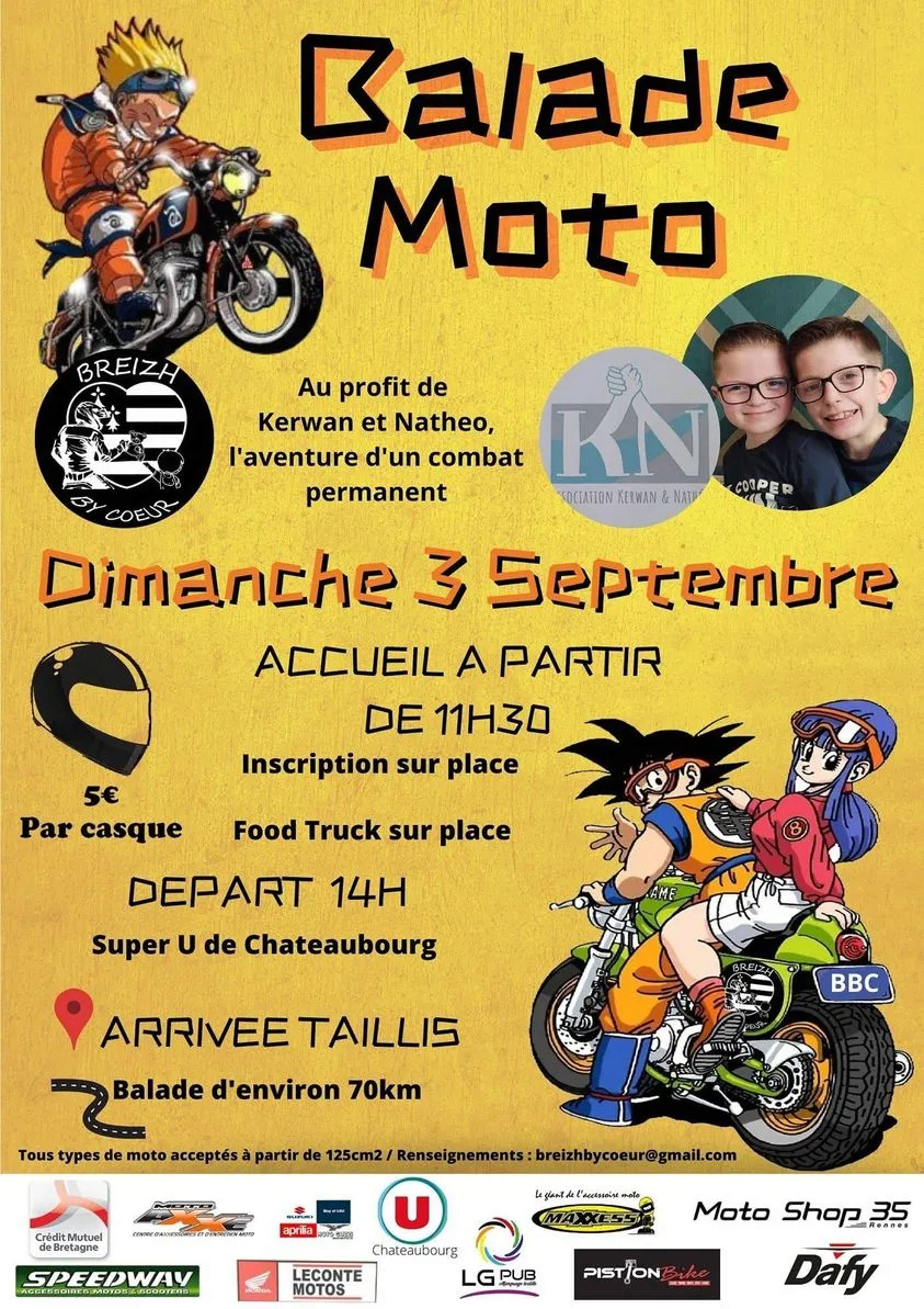 MANIFESTATION - Balade Moto - Dimanche 3 Septembre 2023 - Chateaubourg -  36159010