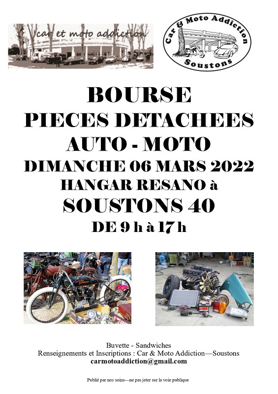 MANIFESTATION - Bourse Pieces Détachées Auto & Moto - 6 Mars  Soustons (40) 61c4bf10
