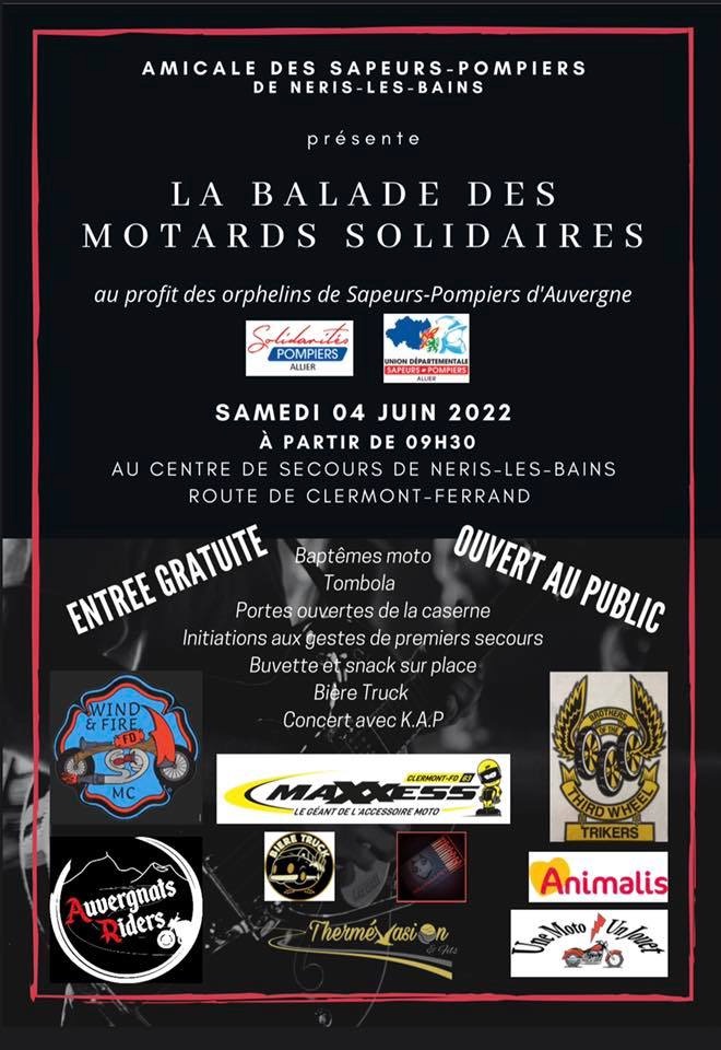 MANIFESTATION - Balade des Motards Solidaires - Samedi 4 Juin 2022 - Neris-les-Bains   6287cd10