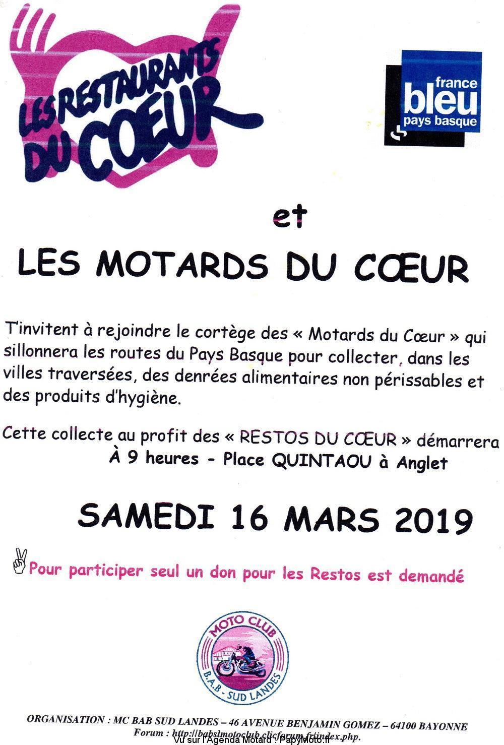 Les Motards du Coeur - Samedi 16 Mars 2019 - ANGLET (64) Balade55