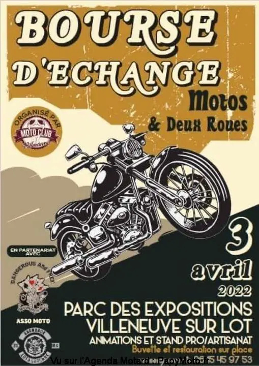 MANIFESTATION - Bourse D'échanges  Motos & 2 Roues- 3 Avril 2022 - Villeneuve sur Lot ( Parc Expo )  Bourse63