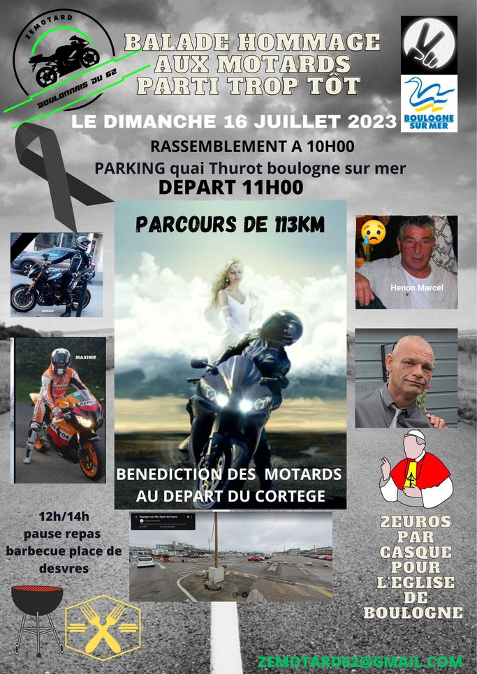 MANIFESTATION - Hommage aux Motards Parti trop Tôt - 16 Juillet 2023 - Boulogne sur Mer -  Imag1818