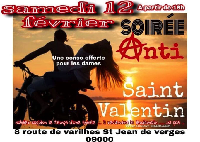 MANIFESTATION - Soirée Anti Saint Valentin - Samedi 12 Février 2022 - St Jean de Verges  ( 09000) Image439