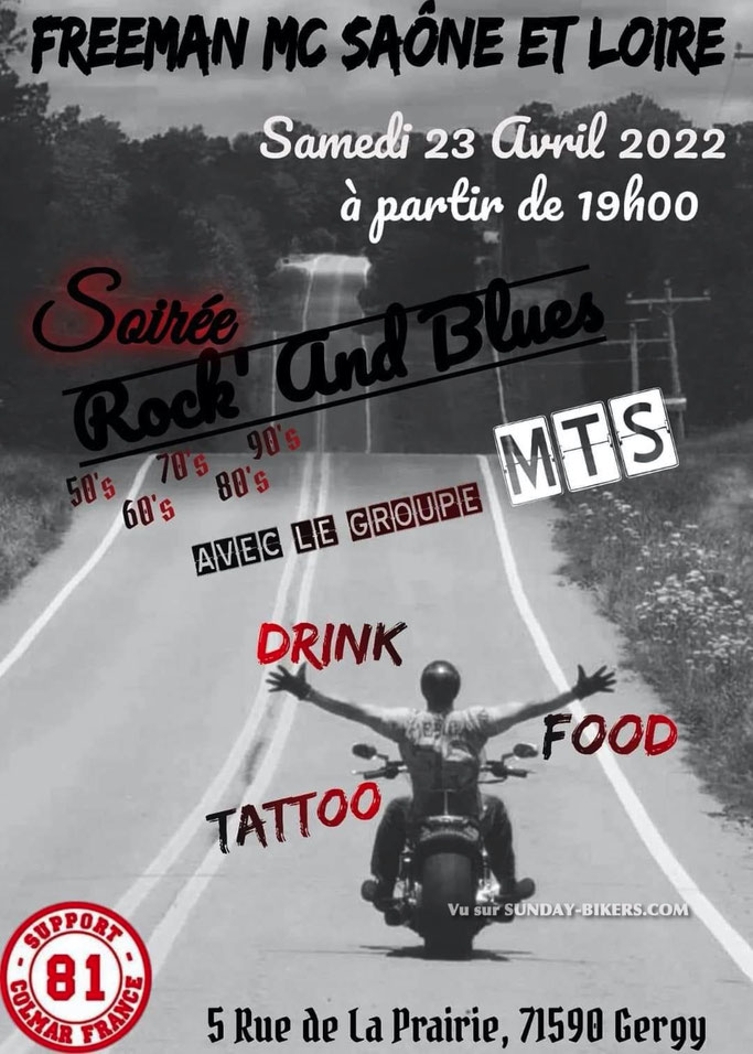 MANIFESTATION - Soirée Rock ' And Blues - Samedi 23 Avril 2022 - Gergy (71590) Image625
