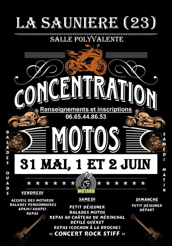 MANIFESTATION - Concentration Motos - 31 Mai , 1er & 2 Juin 2019 - LA  SAUNIERE (23) Motos-10