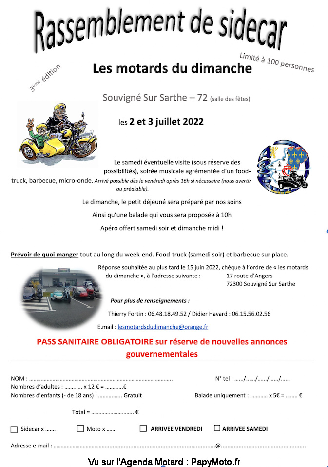 MANIFESTATION - Rassemblement de Side Car - 2 & 3 Juillet 2022 - Souvigné sur Sarthe (72 ) Rassem63