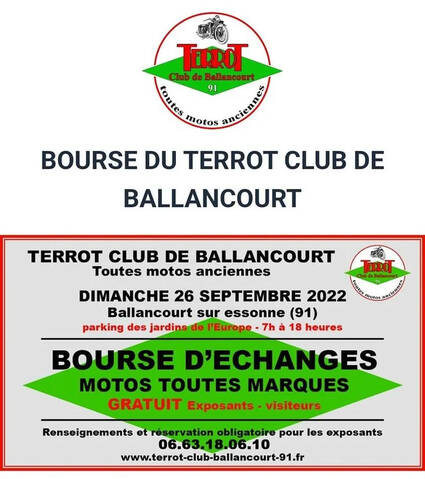 MANIFESTATION - Bourse Moto - Dimanche 26 Septembre 2022 - Ballancourt Sur  Essonne - (91)