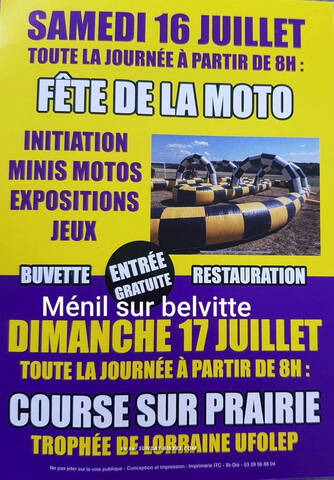MANIFESTATION - Fête de la Moto - 16 Juillet 2022 - Ménil sur Belvitte -