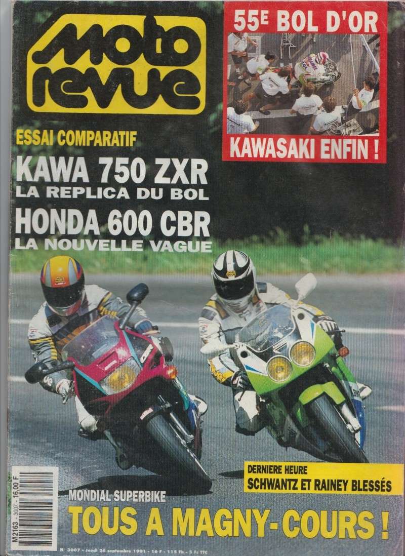 MOTO REVUE N°3007 sptembre 1991 essai comparatif kawasaki zxr-750 vs Honda 600 cbr 114