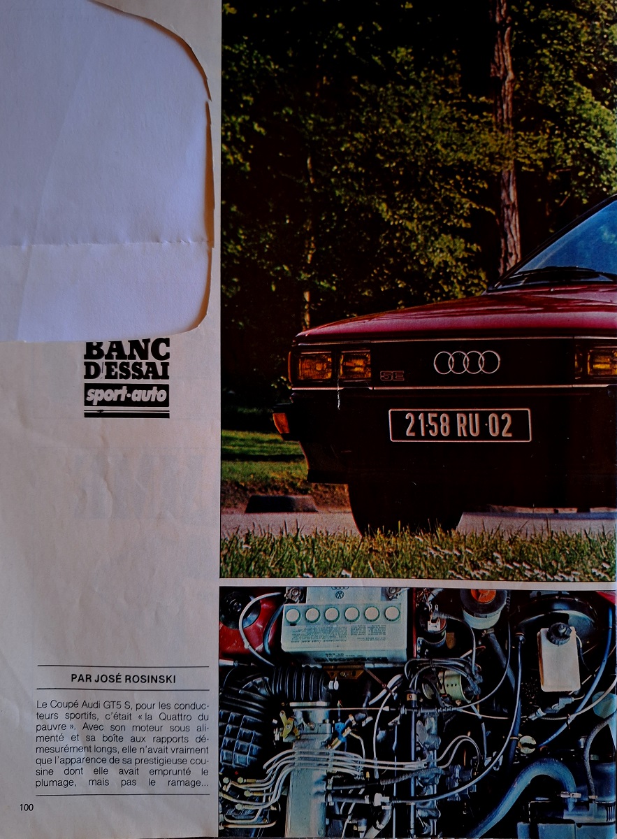 Sport Auto N°247 d'aout 1982 - Essai Audi Coupé GT5 E 20240111