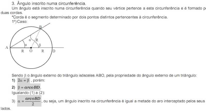 Circuferência e círculo - Geometria plana básica. Cc210