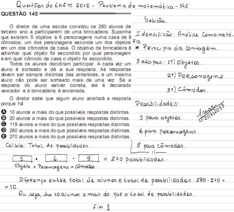 Resumo de Analise Combinatória. Questa11