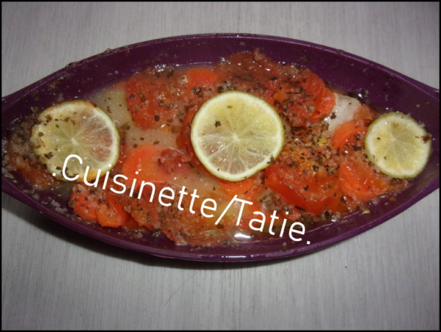 Filet de dorade et légumes,ail,basilic.au micro-ondes. 200_1914