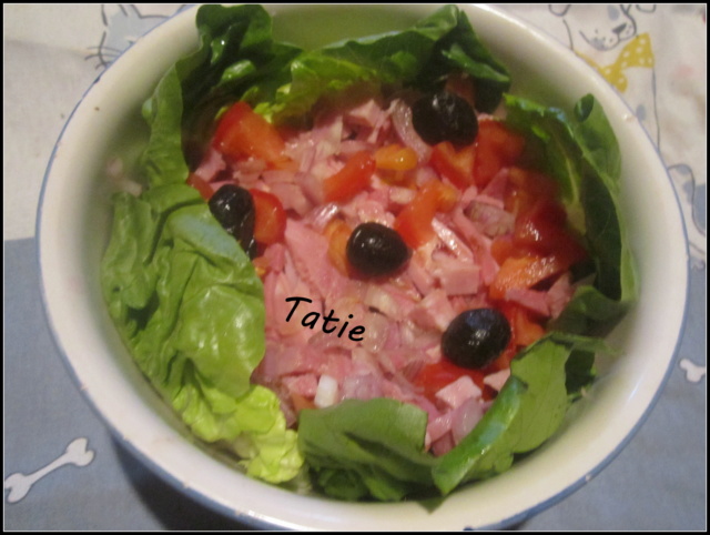 Salade de jambon,tomates,olives. Img_7711