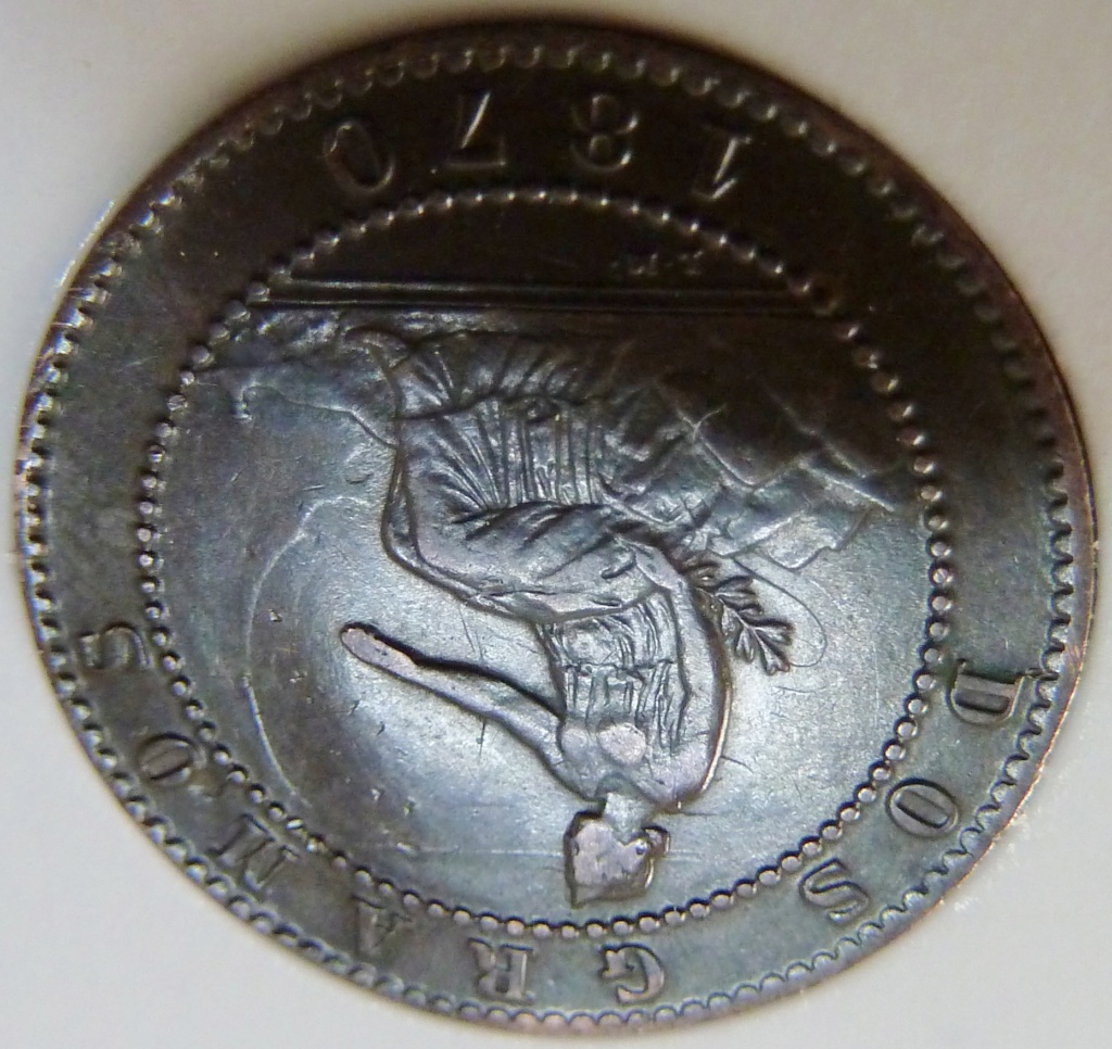 Dos céntimos 1870. Anverso-reverso incuso. P1150311