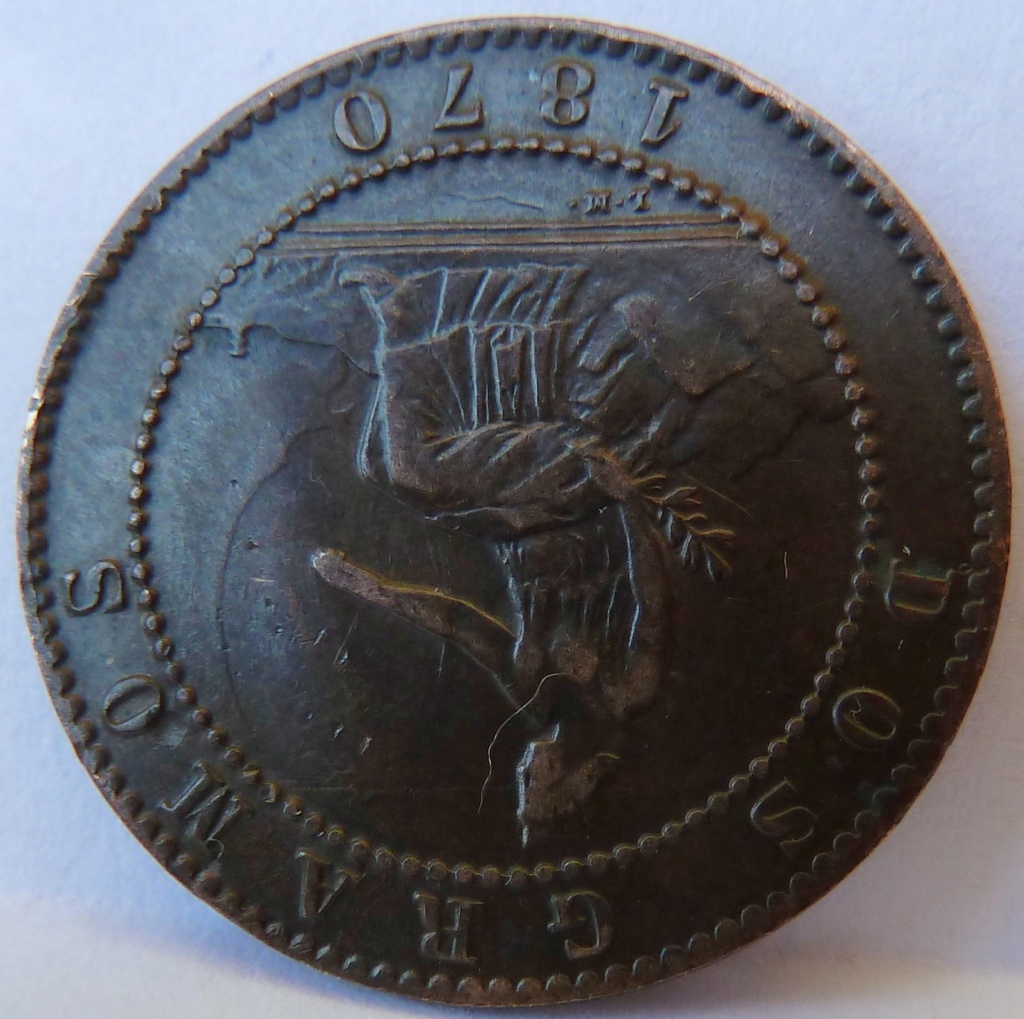 Dos céntimos 1870. Anverso-reverso incuso. P1150312