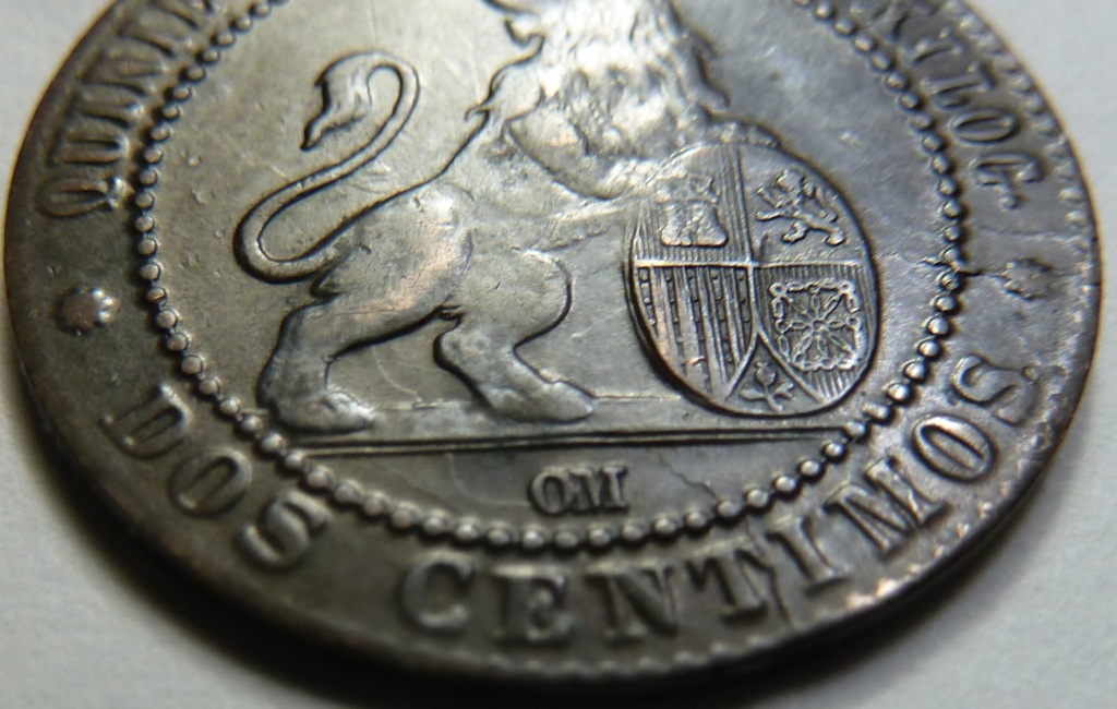 Dos céntimos 1870. Anverso-reverso incuso. P1150314