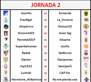 PRONÓSTICOS JORNADA 2 --- 1/2 SEPTIEMBRE --- 210