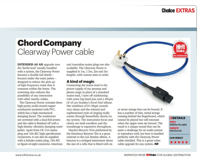 Chord Clearway Power Cable 2Meter Uk Plug 454