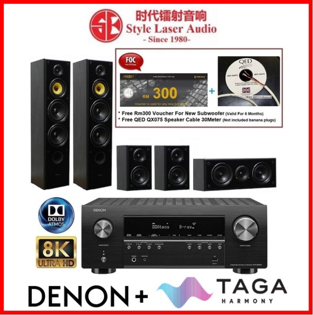 Denon AVR-S960H + Taga Harmony TAV-606 V.3 5.0 Home Theatre Package Es_de181