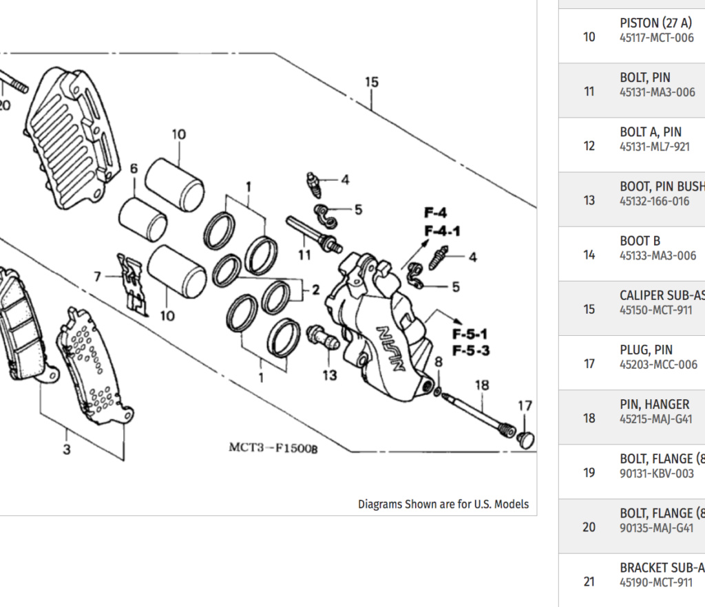 Stuck hanger pin pad on front brake Honda_10