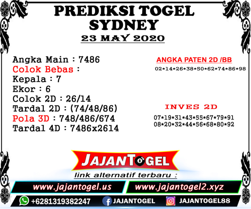 Prediksi Angka Jitu Sydney 23 Mei 2020 Sydney29