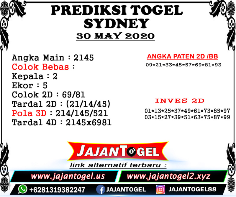 Prediksi Angka Jitu Sydney 30 Mei 2020 Sydney36