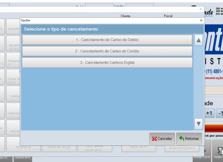 TEF - CANCELAR / CANCELAMENTO DE PAGAMENTO Screen10