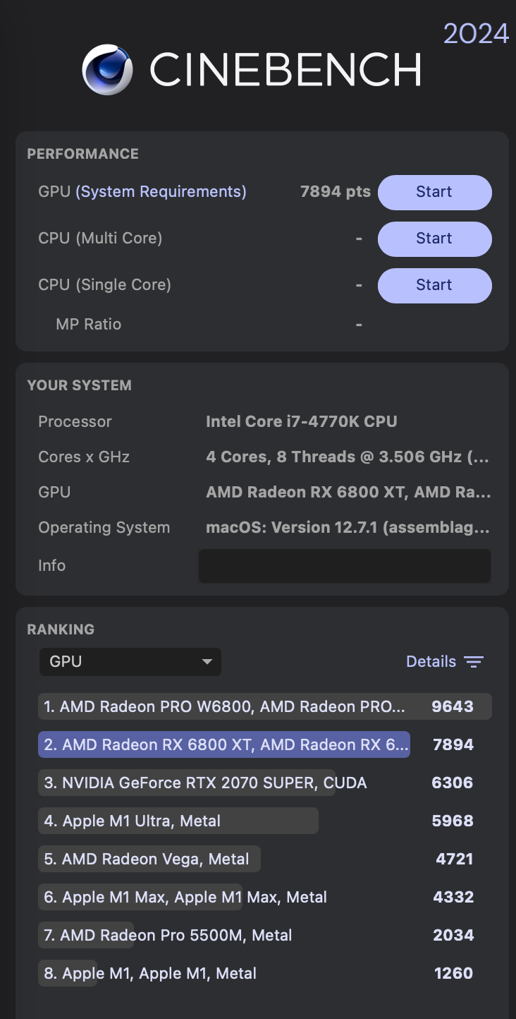 Monterey Asus Gryphon Z87 i7-4770K XFX RX6800XT SMBIOS iMac 16,2 Clover Cb-rx610